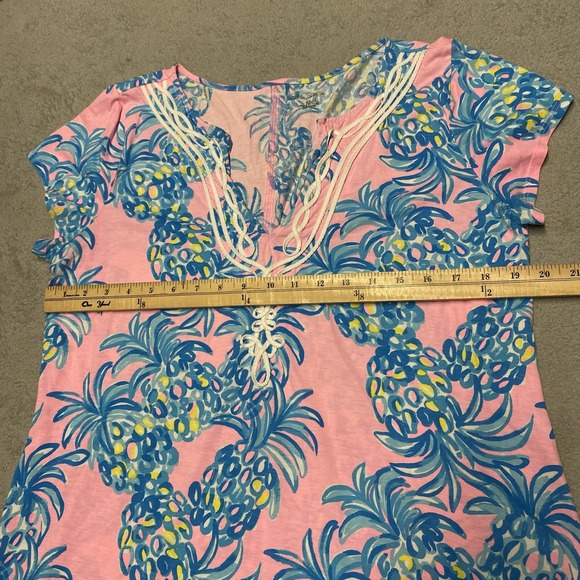 Lilly Pulitzer Brewster Dress XL Pink Blue Beat The Heat Pineapple Tropical - Picture 6 of 6
